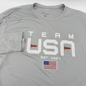 Team USA Short Par 4 Shirt Size 3XL Gray Flag Patriotic Golf Olympics Lng Sleeve